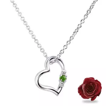 Ожерелье Love Heart Preserved Flower Gift Set Emerald May Birthstone Antique Red [Sears] Womens