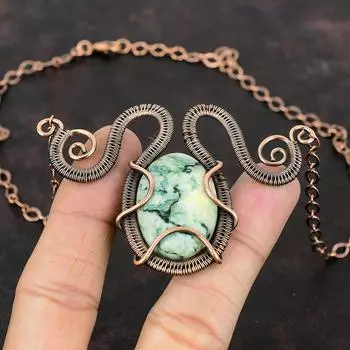 Ожерелье Mariposite, медная проволока, обернутое ожерелье, драгоценный камень, медные украшения, регулируемое ожерелье, ювелирные изделия ручной работы, женский специальный подарок