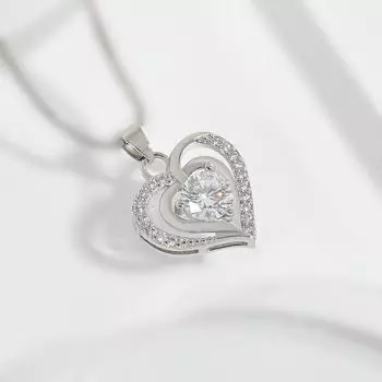 Ожерелье Ocean Heart придает девушке ощущение минималистского дизайна на День святого Валентина Корейская подвеска в форме сердца Двойное ожерелье Heart