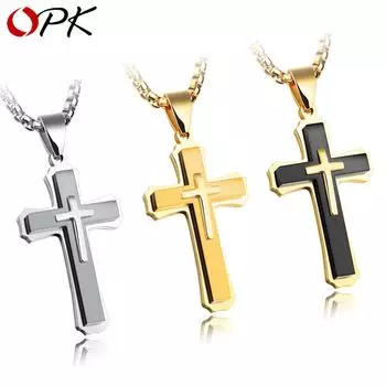 Ожерелье OPK Retro Crossing, мужской подарок 3*55CM серебряный