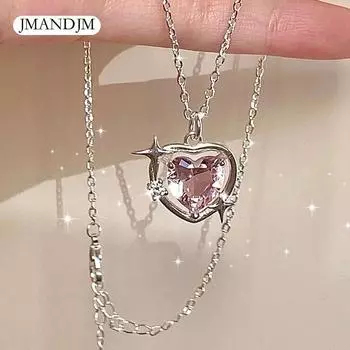 Ожерелье Peach galaxy love, женское, легкое, роскошное, нишевое, с инкрустацией цирконием, цепочка на ключицу Барби того же стиля