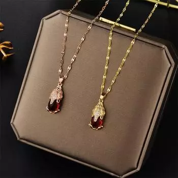Ожерелье Pixiu Red Lucky с покрытием из 18-каратного золота - модный аксессуар для женщин на ключицу