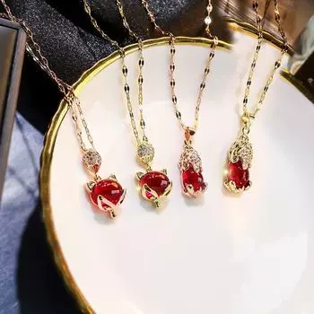 Ожерелье Ruby Fox Style Xiaoxiang — невыцветающие ювелирные изделия из титановой стали для женщин 8156 pixiu золотистый