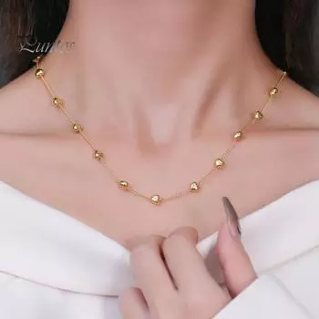 Ожерелье с бусинами в форме сердца, женское, массивное, цепочное колье, ювелирные изделия из сплава в форме сердца для девочек, повседневная одежда, вечеринки серебряный
