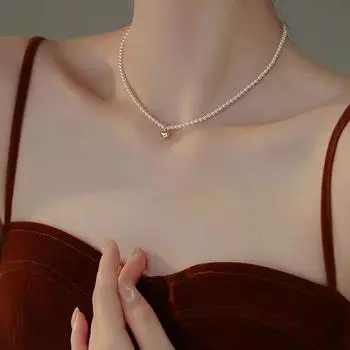 Ожерелье с имитацией жемчуга Love, цепочка на шею, цепочка на ключицу, женское элитное чувство, универсальный французский интернет-известный и популярный предмет 41cm