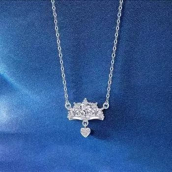 Ожерелье с короной, женское, легкое, роскошное, Ins Niche Design, Sense Love, ключичная цепочка из нержавеющей стали с микроинкрустацией цирконием, персиковое сердечко