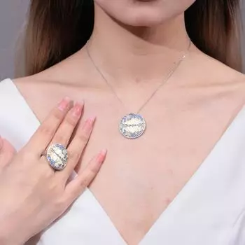 Ожерелье с любовью к горам и рекам, цепочка на ключицы, круглый кулон с африканским опалом и топазом, ожерелье из стерлингового серебра S925, высококачественное ожерелье 925 silver