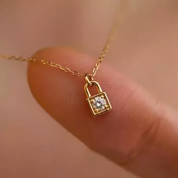 Ожерелье с маленьким замком из стерлингового серебра S925 с бриллиантами для женщин, простой и модный универсальный дизайн, цепочка для ключицы 925