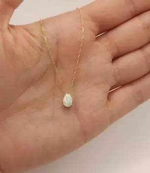 Ожерелье с опалом из золота 14 карат, ожерелье с каплей опала, подвеска с опалом, ожерелье с камнем, рожденным в октябре, ожерелье с опалом из золота, только подвеска 14k Gold = 18-20 Inch белый