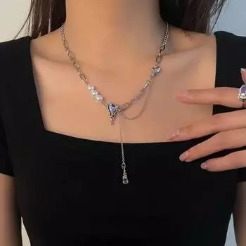 Ожерелье с подвеской, цепочка с кисточками, соответствующий стиль, гальваника, искусственный жемчуг, индивидуальное украшение на шею, очаровательные аксессуары