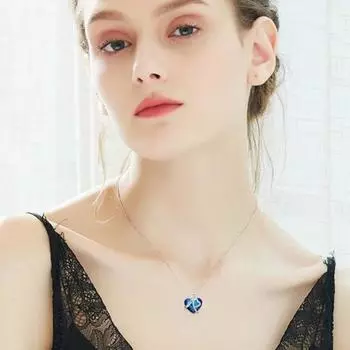 Ожерелье с подвеской I Love Your Forever Ocean Heart со стразами яркого цвета, долговечное