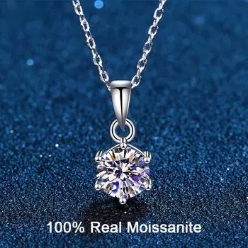 Ожерелье с подвеской из муассанита, 1CT, 2CT, 3CT, стерлинговое серебро, лабораторное бриллиантовое ожерелье для женщин, 100% пройденный тест на бриллианты, ювелирные изделия с муассанитом 1ct
