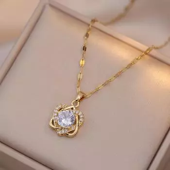Ожерелье с подвеской Love Moss Infinite с микроинкрустацией из меди и циркония, стильный роскошный дизайн. золотой