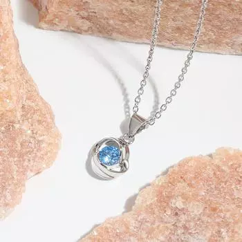 Ожерелье с подвеской Rose Love Topaz на день рождения подруги, универсальное ожерелье Lake Blue Zirconia Ocean Heart