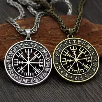 Ожерелье с подвеской в виде компаса Viking Odin, модные ювелирные изделия, модные винтажные длинные свитера, ожерелья metal chain античный серебряного
