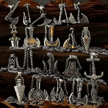 Ожерелье с топором викинга, кулон Valknut, нержавеющая сталь, мужской Valknut, подарок бойфренду, оптовая продажа ювелирных изделий с фабрики, бесплатная доставка 60cm