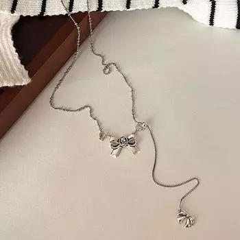 Ожерелье с завязками в виде банта королевы, кисточка, цепочка для свитера, женская, Instagram, трендовый, простой, нишевый дизайн