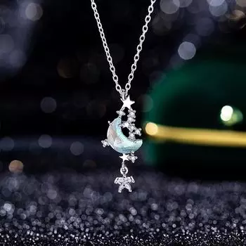 Ожерелье Star Moon, женское, легкое, роскошное, нишевое, дизайн Sense Star Moon, циркон, нержавеющая сталь, ключичная цепочка