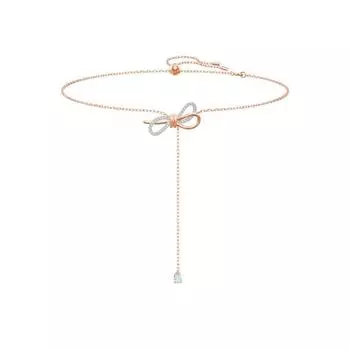 Ожерелье Swarovski Lifelong Bow в форме буквы Y из розового золота с прозрачными кристаллами 5447082 для женщин