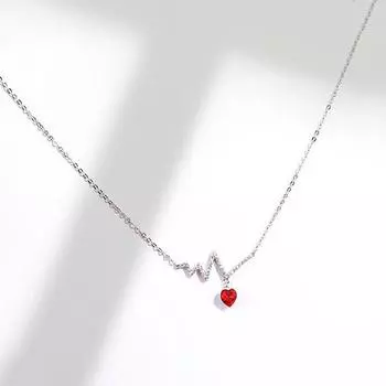Ожерелье в форме сердца с бьющимися супер-вспышками кристаллов 925 silver