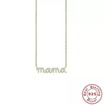Ожерелье Wind Mama из стерлингового серебра 925 пробы с бриллиантовой буквой, подарок на День матери, Женский предмет на ключицу в стиле темперамент 925 silver золотой