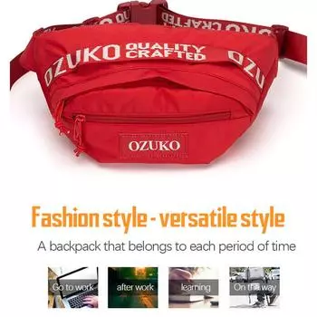 OZUKO Новая модная брендовая поясная сумка для отдыха, многофункциональная сумка для мужчин и женщин, уличная персонализированная модная нагрудная сумка красный