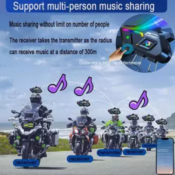 P20 Bluetooth 5.0 Motorcycle Helmet Headset 300m Multi-person Music Sharing IPX6 Waterproof With 5 RGB Colorful Ambient Light
