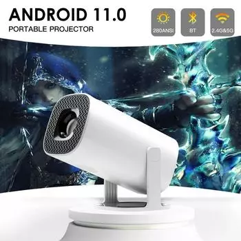 P30 Smart Mini Projector Android 11 WiFi 6 Поддержка 4K 1080P BT5.0 Проектор 1208*720P Портативный карманный проектор для домашнего кинотеатра EU Plug белый