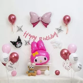 [P&B Unity] Набор гирлянд на день рождения Sanrio, 03) Набор гирлянд на день рождения My Melody-розовый, 1 комплект