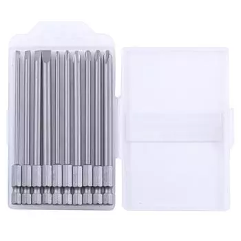 Pack Of 10 Precise Screwdriver Bit Set 100mm Length SL3.0/SL4.0/SL5.0/SL6.0 PH1/PH2 Suitable for Slotted & Crosshead Use