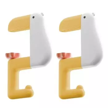 Pack of 2 Thinking Duck Shaped Portable Hook Wall Hanger Bracket Student Handbag Holder Office Supplies Organizers белый