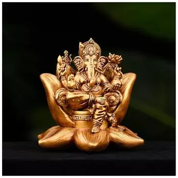 Padma Ganesha Idol for Car Dashboard and Home Decor, Shri Ganesh Ji Murti Statue, Spiritual Figurine for Puja Room, Office Table,