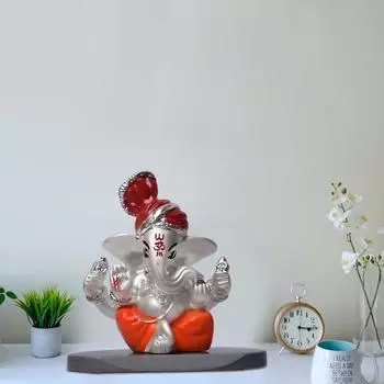 Pagdi Ganesha Idol for Car Dashboard | Ganpati Murti Idol for Home Decor Mandir Pooja & Gift | Religious Idols for Home Office Temple for Gift