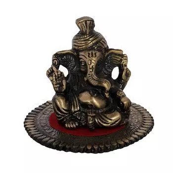 Pagdi Metal Lord Ganesha on Round Base