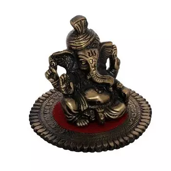 Pagdi Metal Lord Ganesha on Round Base ( Brown)