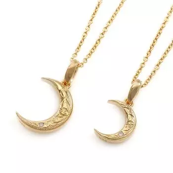 Pair accessories necklace set crescent moon Hawaiian silver925 gold color [Barzaz] men s women s