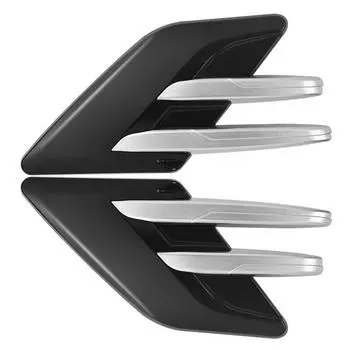 Pair Car Side Fender Air Vent Outlet Decorative Molding Shark Gill Sticker Black
