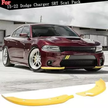 Pair Fits For 2015-2022 Dodge Charger SRT Scat Pack Front Bumper Lip Splitter красный