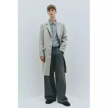 Пальто HM Regular Fit светло-серое XS