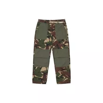Palace Брюки из хлопка рипстоп с поясом и камуфляжной мужской подошвой в стиле пэчворк, зеленые P22T040