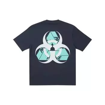 Palace Футболка с логотипом Bio Hazard с треугольной спинкой и тройным кольцом, топы унисекс, темно-синие P20TS151 M