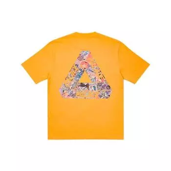 Palace FW21 Tri-Sticker Pack Граффити Принт Круглый вырез Короткий рукав Футболка Унисекс Топы Желтый P21TS110 XL