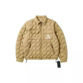 Palace FW22, однотонная стеганая клетчатая куртка с воротником-стойкой, мужская куртка желто-коричневого цвета P23JK132