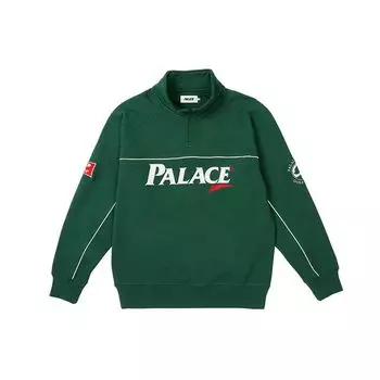 Palace Fw23 Par 1/4 Толстовка на молнии с воронкой и логотипом с воротником-стойкой Топы унисекс Темно-зеленый P25CS129