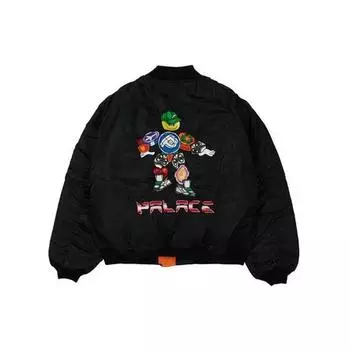 Palace Совместный бомбер Ma1 X Pezlondon с мультяшным логотипом, верхняя одежда унисекс, черный P20JK114