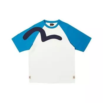 Palace X Evisu 3.0 SS23 Двухцветная футболка с короткими рукавами и принтом логотипа Топы унисекс Небесно-голубой P24EVES001 XXL