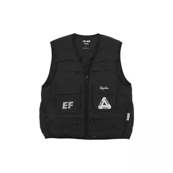 Palace X Rapha Co-Brand FW22 Жилет унисекс с V-образным вырезом на молнии и буквенным принтом, черный AUG01 M
