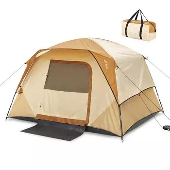 Палатка Litake Tent Dome для 4 человек, двухслойная, простая установка, сверхлегкая, защита от ультрафиолета, водонепроницаемая, 1200 мм, компактное хранение хаки