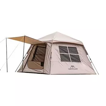 Палатка Mountainhiker One Touch для кемпинга с серебряным покрытием и солнцезащитным козырьком спереди, семейная, для отдыха на открытом воздухе, легкая и простая в установке 3-4