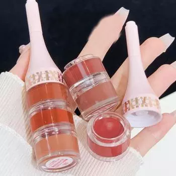 Палитра для губ 3 в 1 Lip Mud Set Cute Matte Velvet Lipstick Gloss Layer Strip Red Brown Tint Combo Kit Makeup, 3 IN 1-01, 1 шт.
